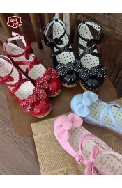 Sheep Puff Vintage Polka Dot Platform Shoes(Reservation/4 Colours/Full Payment Without Shipping)
